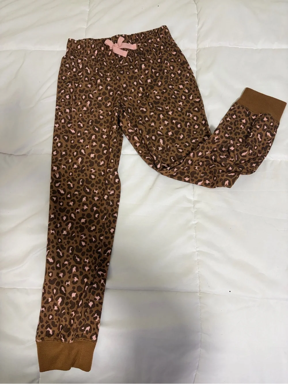 Old Navy Brown and Pink Leopard-Print Pajama Pants Youth Medium (8)